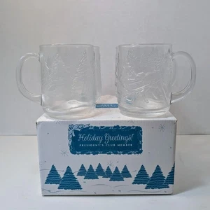 4x Luminarc Vintage Weihnachten Winter Schlittenfahrt Kutsche Tassen Klarglas Avon 3D - Bild 1 von 7