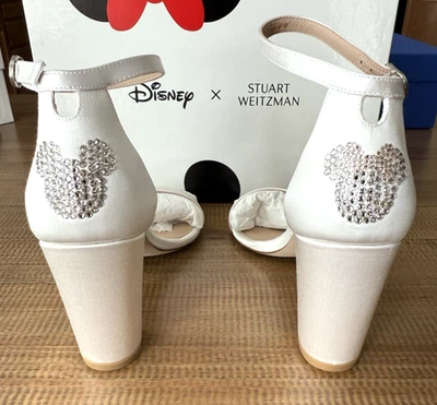 Sandalia Disney X Stuart Weitzman Casi Desnuda Blanca Cristal Satinado Boda Talla 8 Foto 1 de 4