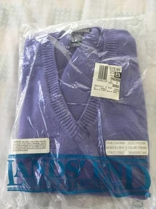 Pull homme M pervenche col V neuf vintage Lands End Drifter fabriqué aux États-Unis années 90 - Photo 1/4