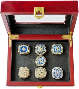 NY YANKEES 7 PIECE MLB WORLD SERIES CHAMPIONSHIP RING COLLECTION SET - Picture 1 of 6