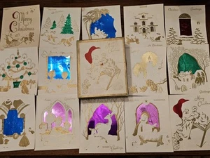 Caja MCM De Colección 14 Tarjetas de Navidad Troqueladas en Lámina en Relieve Coro de Papá Noel Todas Diferentes - Imagen 1 de 17