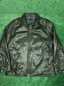 MARC New York Men's Black Leather Bomber Jacket L Lined Zipper Classic Style - Picture 1 of 9