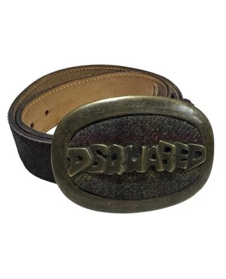 Cinturón de cuero vintage Dsquared2 grande metal tweed hebilla pelo de pony Y2K Dsquared Foto 1 de 4
