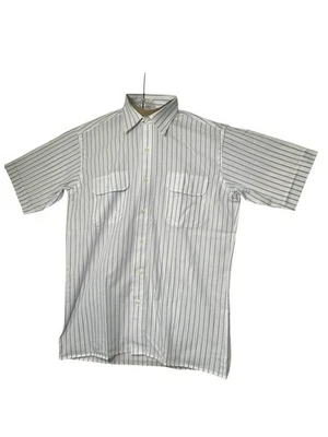 Pierre Cardin белый и черный в полоску Мужская рубашка размер средний на пуговицах - Изображение 1 из 4