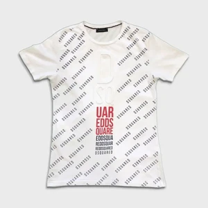 Dsquared2 T-Shirt Herren Small Weiß AOP Logo Prägung Grafik Kurzarm Tee - Bild 1 von 7