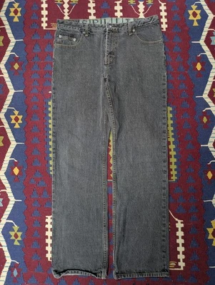 Jeans bootcut grunge Y2K, 34x32, jeans preto, ajuste relaxado, skatista, marca dividida - Imagem 1 de 4
