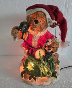 Vintage Raro Dan Dee Resina Orso di Natale in Costume Babbo Natale Statua Illuminazione Decorazione - Foto 1 di 14