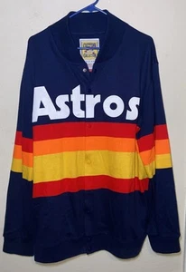 Houston Astros Jacket MLB Mitchell & Ness 1986 Rainbow Sweater Men 2XL Baseball - Picture 1 of 17