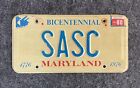 1980 Maryland Vanity License Plate Sasc Nice Tag Md 80 Sassy Sass-C 1976 76