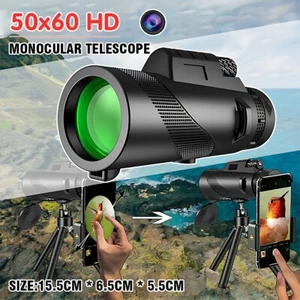 HD Portable Monocular Telescope Travel Low Light Vision with Phone Clip Tripod - Picture 1 of 12
