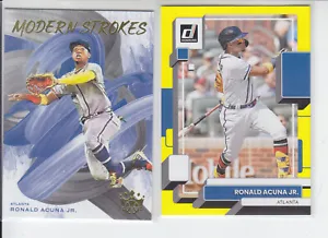 (2) Ronald Acuna JR Diamond Kings Modern Stroks + 2022 Donruss Yellow Braves - Picture 1 of 2