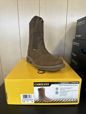 Carolina Hombre Impermeable Puntera Cuadrada Roper, 10.5 2E, Marrón Foto 1 de 4