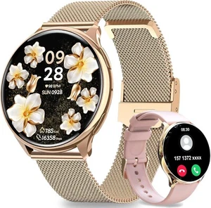 Smartwatch Damen 45mm Bluetooth Anrufe WhatsApp Fitnessuhr Watch 4 Pink Rosa - Bild 1 von 9