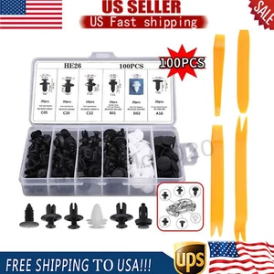 100PCS Retainer Clips Body Bumper Rivet Retainer Trim Molding Push Pin Clips Kit - Picture 1 of 15