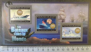Guinea 2012 ships transport militaria titanic flat tops galleons sailing m/sheet - Picture 1 of 1