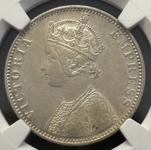 1900 B Victoria Great Britain British India Bombay One Rupee NGC AU 55 - Picture 1 of 4