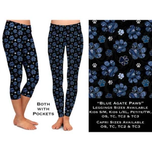 Custom Design Leggings - Blue Agate Paws - Picture 1 of 2