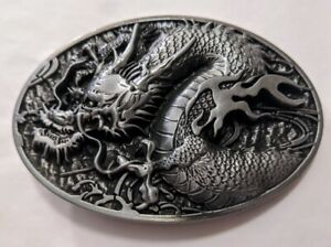 Antik Silber Color Dragon Westernlook Gürtelschnalle Vollmetall USA Verkäufer