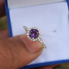 925 Sterlingsilber Edelstein Amethyst Silberring Amethyst Verlobungsring