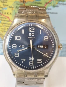 SWATCH QUARTZ BLUE DIAL SWISS MEN'S FULL WORKING ALL ORIGINAL VINTAGE WATCH - Imagen 1 de 20