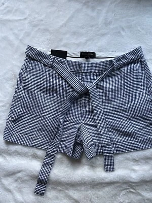 Pantalones Cortos Banana Republic Mujer Azul Guinga Talla 10 4” Entrepierna con Corbata Nuevos con Etiquetas Foto 1 de 4