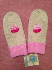 Gymboree Sweet Cupcake Green Pink Cupcake Lined Mittens Sz M/L Rare NWT - Picture 1 of 1