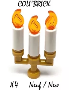 Lego 73117 - 4x Bougie Chandellier Candlestick Candelabra - Pearl Gold - NEUF - Imagen 1 de 1