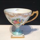 ONE RARE BEAUTIFULLY HAND PAINTED FLORAL PEDESTAL CUP CS32