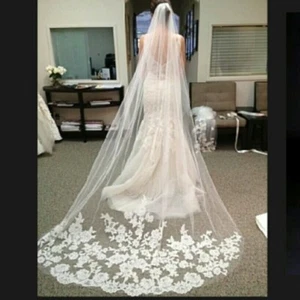 Cathedral Wedding Veil Long 118" White Bridal Veils Floral Embroidered for Bride - Picture 1 of 7