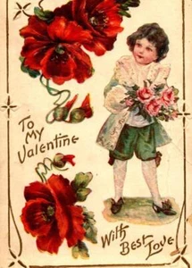 POSTAL VICTORIANA EN RELIEVE - ""A MI VALENTÍN CON EL MEJOR AMOR"" BKC2 - Imagen 1 de 2