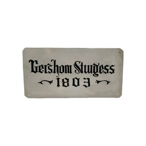 Gershom Sturgess 1803 Gothic Blackletter Metal Sign Plaque Nameplate Wall Decor - Picture 1 of 6