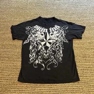 Vintage Y2K Skin Industries T Shirt Mens Lg Grunge Punk Skater Skull Tattoo - Picture 1 of 8