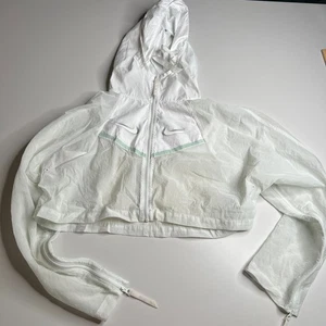 Nike Women’s Cropped Windbreaker Jacket Hoodie White CT0764-083 Size M Lightweig - Picture 1 of 9
