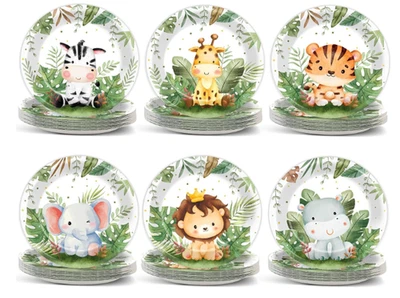 60 piezas platos de safari en la selva, vajilla de papel para animales de zoológico, cumpleaños/baby shower Foto 1 de 4