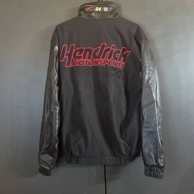 Jaqueta Hendrick Nascar Champions 95-98' couro algodão cetim EUA Gordon Labonte - Imagem 1 de 4