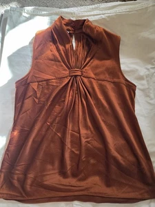 anne klein blouse Silk Copper Classy Party Cruise Size 10 P - Picture 1 of 6