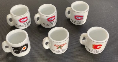 Lote de mini tazas de cerámica vintage de la NHL (6) - Montreal, Filadelfia, Calgary y Dallas  Foto 1 de 3