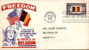 GOLDPATH: US COVER 1943 WASHINGTON,DC.FDC.FREEDOM,BELGIUM.FLAG CV883_P16 - Picture 1 of 2