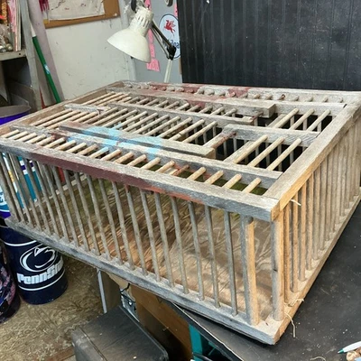 Primitive Wood Chicken Crate Cage Carrier 35inx12inx 23inFarm Cage Free Shipping - Image 1 of 4
