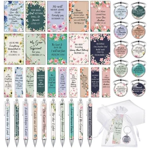150 Bible Verses Gift Set for 30 Christian Bookmarks 30 Scripture Ballpoint P... - Picture 1 of 6