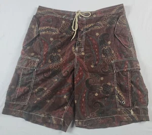 Polo Ralph Lauren Board Shorts Mens 36 Paisley Drawstrings Cotton Nylon Blend - Picture 1 of 20
