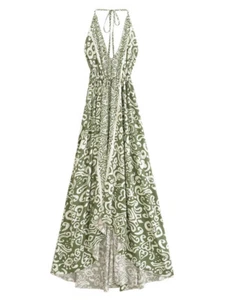 Maxi vestido halter estampado geométrico - Imagen 1 de 13