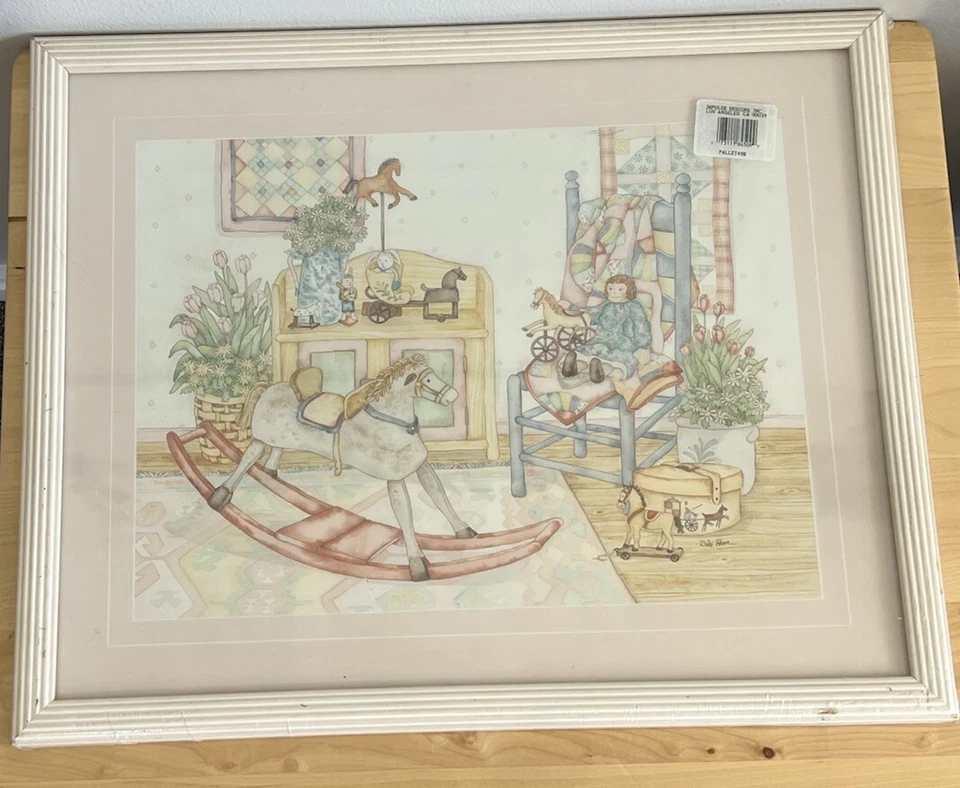 Pintura vintage de guardería de caballo mecedor Debi Hron nueva  Foto 1 de 4