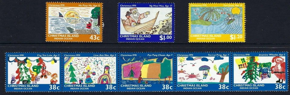 Christmas Island SG # 334-341 1991 Navidad conjunto de 8 como nuevo desquiciado MUH MNH Foto 1 de 1