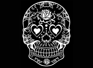 Sugar Skull 2 Stck. 3,75 Zoll Weiß Schmelzglas Aufkleber - Bild 1 von 2