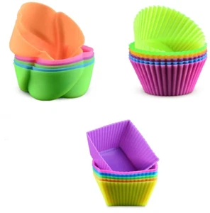 18 Pack Silicone Cupcake Baking Cups Reusable Food-Grade BPA Free Non-Stick Muff - Picture 1 of 12
