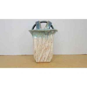 Beautiful 8" Decorative Handmade Hand Made Basket Vase Blue  - Picture 1 of 8