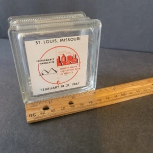 1967 PEQUEÑO bloque de vidrio Pittsburgh Corning en relieve St. Louis Masons  - Imagen 1 de 8