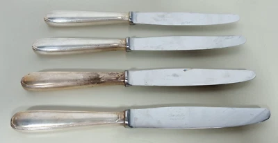 Lote de (4) cuchillos de cena Christofle France OC plateados sin monogramas 8 7/8" Foto 1 de 4