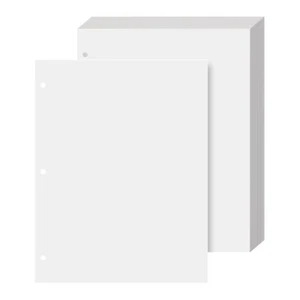 Cartulina blanca de 8,5 x 11" - Cubierta de 80 lb (216 gsm) - 3 agujeros perforados - 50 hojas - Imagen 1 de 5